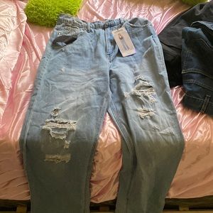 Simple Society super high rise blue ripped jeans size 11/30.